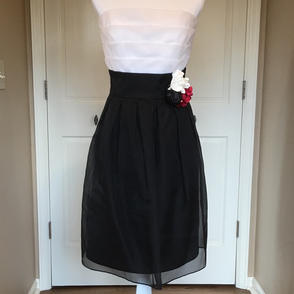 WHBM Strapless Silk Chiffon Dress